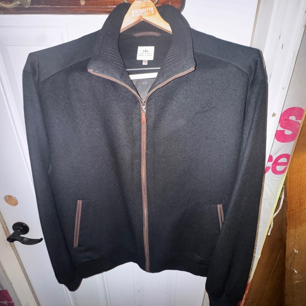 Peter Millar Black wool /cashmere Lightweight Shirt Jacket with High Collar